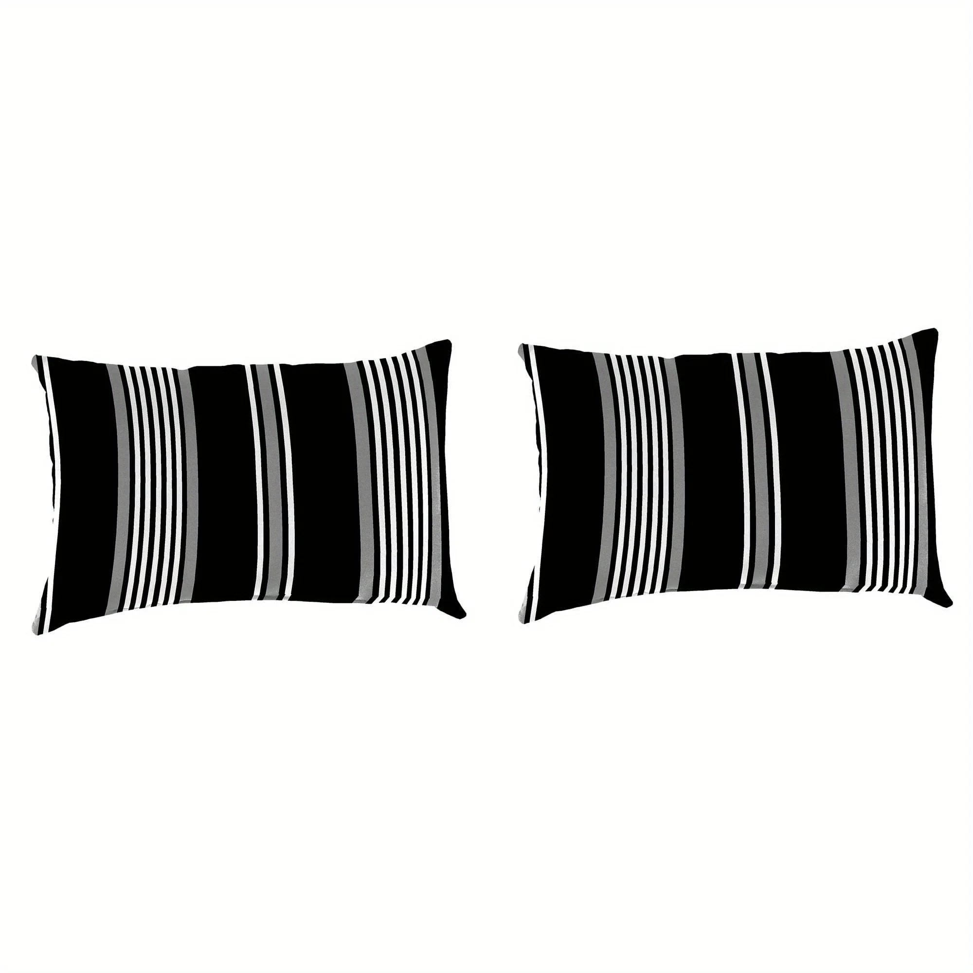 

12" x 18" Black Stripe Rectangular Outdoor Lumbar Throw Pillow (2 Pack)