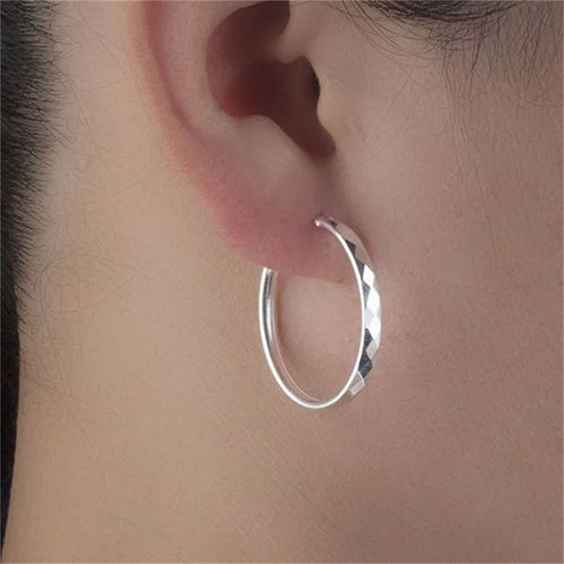 316L Edelstahl 30-60 MM Sparkle Creolen Für Frauen Mode Luxus Qualität Schmuck Großhandel Trend Schleife Einfache schmuck – Detail 9