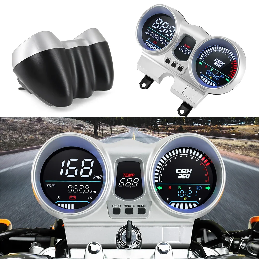Velocímetro Universal para motocicleta, tacómetro LCD de 12V para Honda CBX250 CBF250 Twister 2001-2008