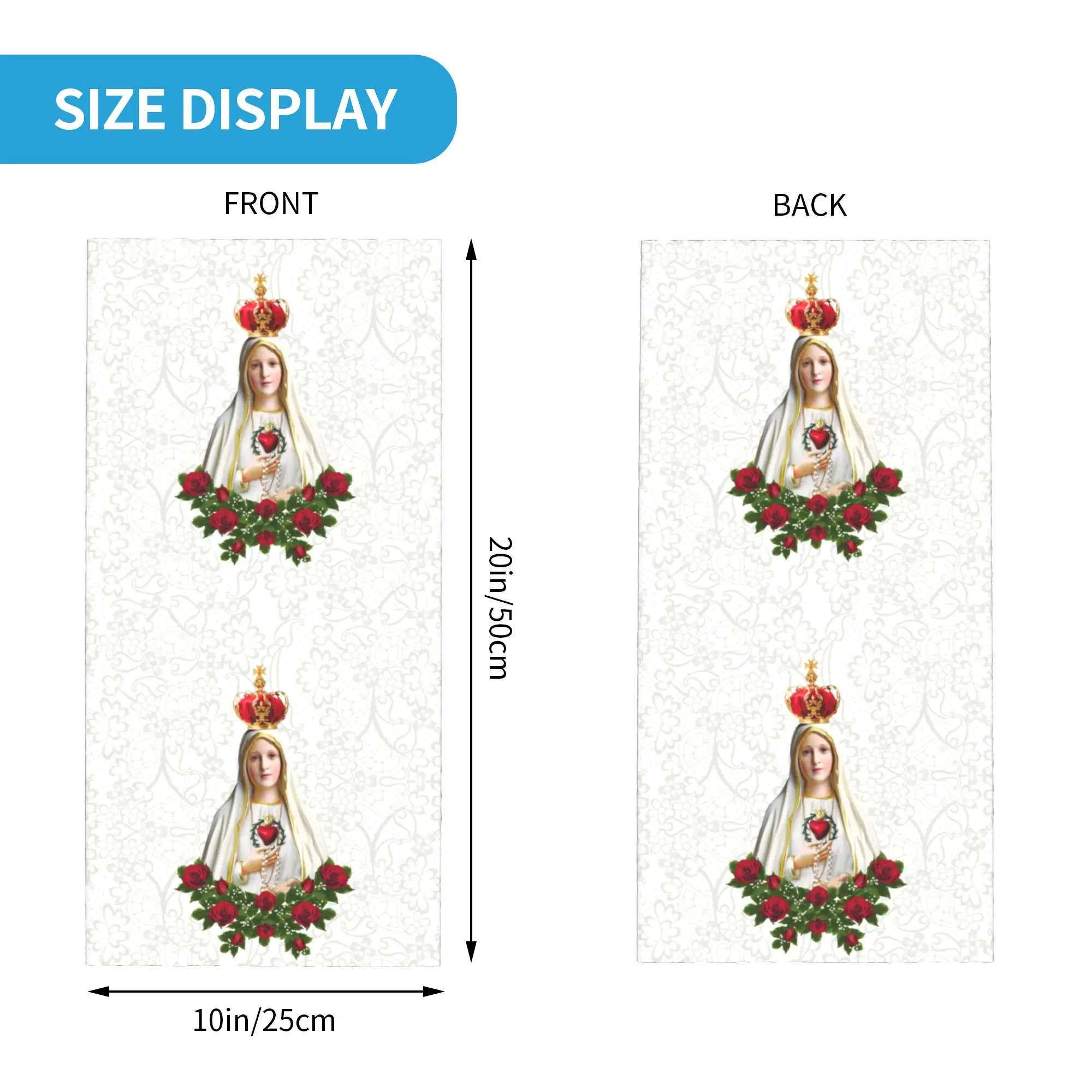 Our Lady of Fatima Virgin Mary Bandana Neck Warmer Windproof Wrap Face Scarf for Ski Portugal Rosary Catholic Gaiter Headband