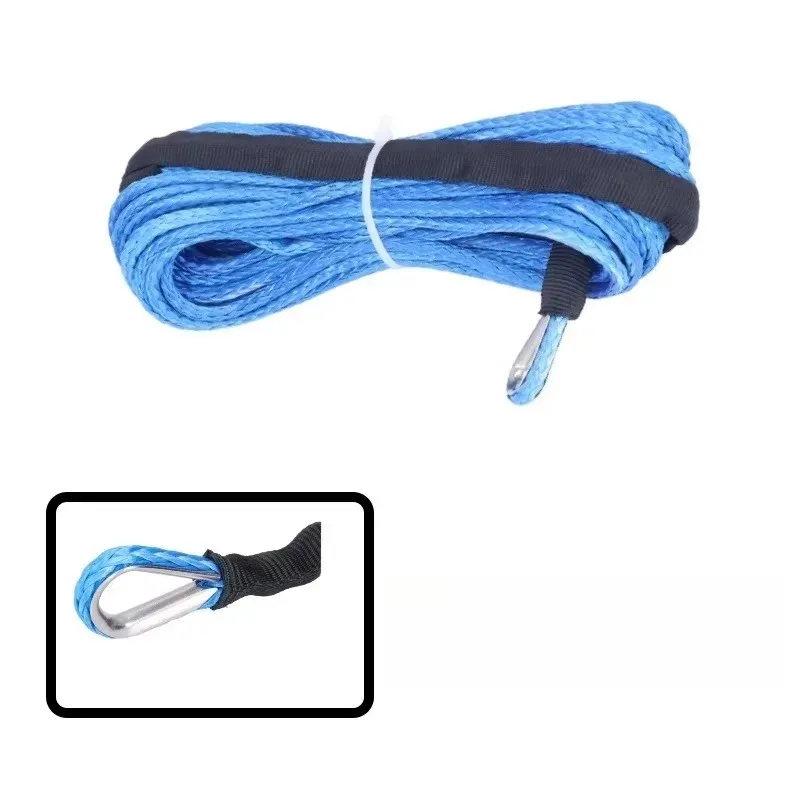 Tiy ATV UTV 用 (ブルー) ベストスポーツ 6 ミリメートル X 15 メートル 7700LBs 合成ウインチラインケーブルロープと黒の保護スリーブ