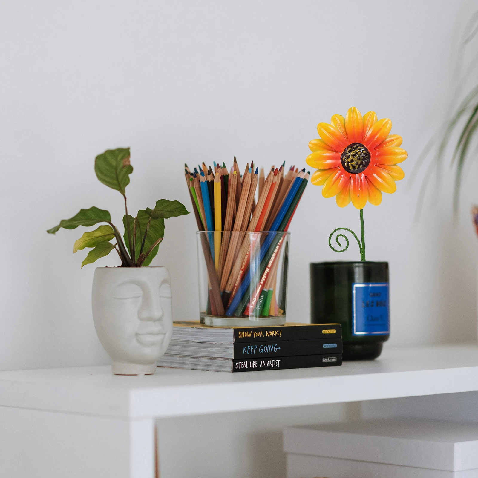 

2 Pcs Flower Pot Insert Iron Art nament Garden Stakes Decor Yard Courtyard Premium Metal Easy Installation Gardening Supplies