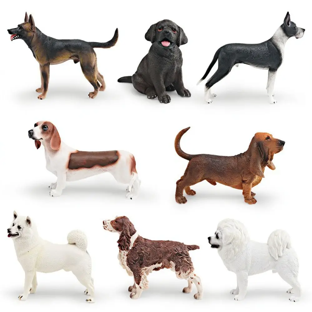 Simulation Dog Figures PVC Educational Toys Animal Models German Shepherd Shiba Inu Tibetan Mastiff Great Dane Basset Hound Set