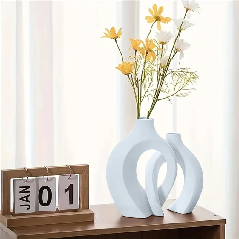 AAAF Hollow Flower Vases Plastic Imitation Vase Set Of 2 For Modern Home Decor, Nordic Style For Living Room