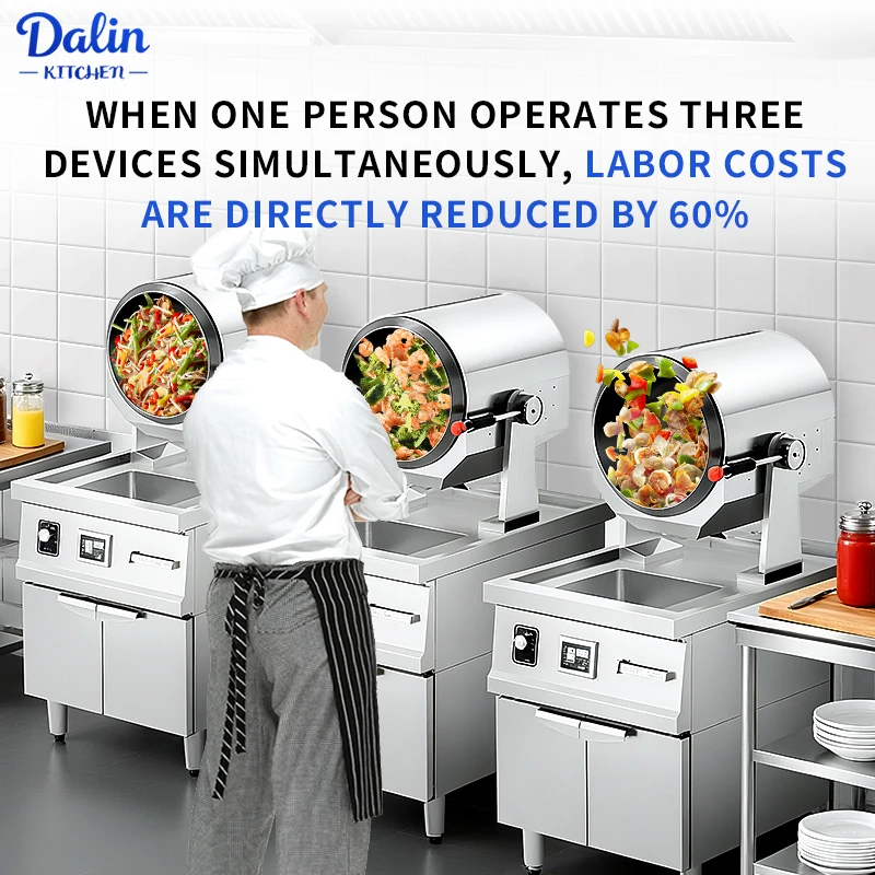 Factory Hot Selling High Quality Automatic Cooking Machine Robot Wok Stir Fry Commercial Kitchen Equipment 304 with Sink