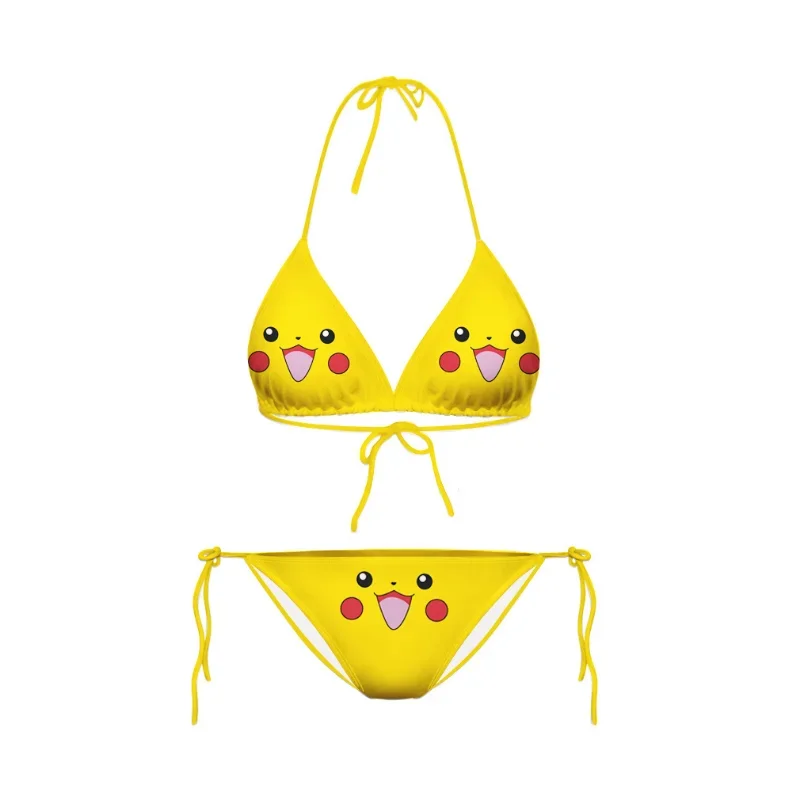 Été femmes maillots de bain Pikachus Biquini maillots de bain maillot de bain femme Kawaii à bretelles Bikini