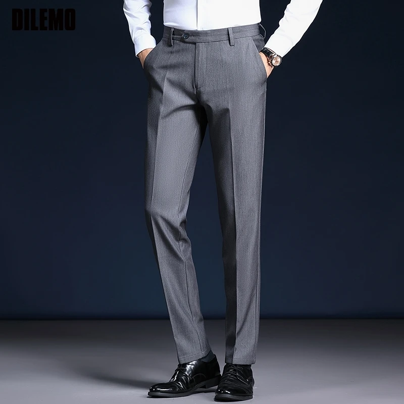 

Высший класс без морщин, новый брендовый модный костюм, брюки, офисные брюки для мужчин, классические брюки, деловые прямые брюки, мужская одежда
