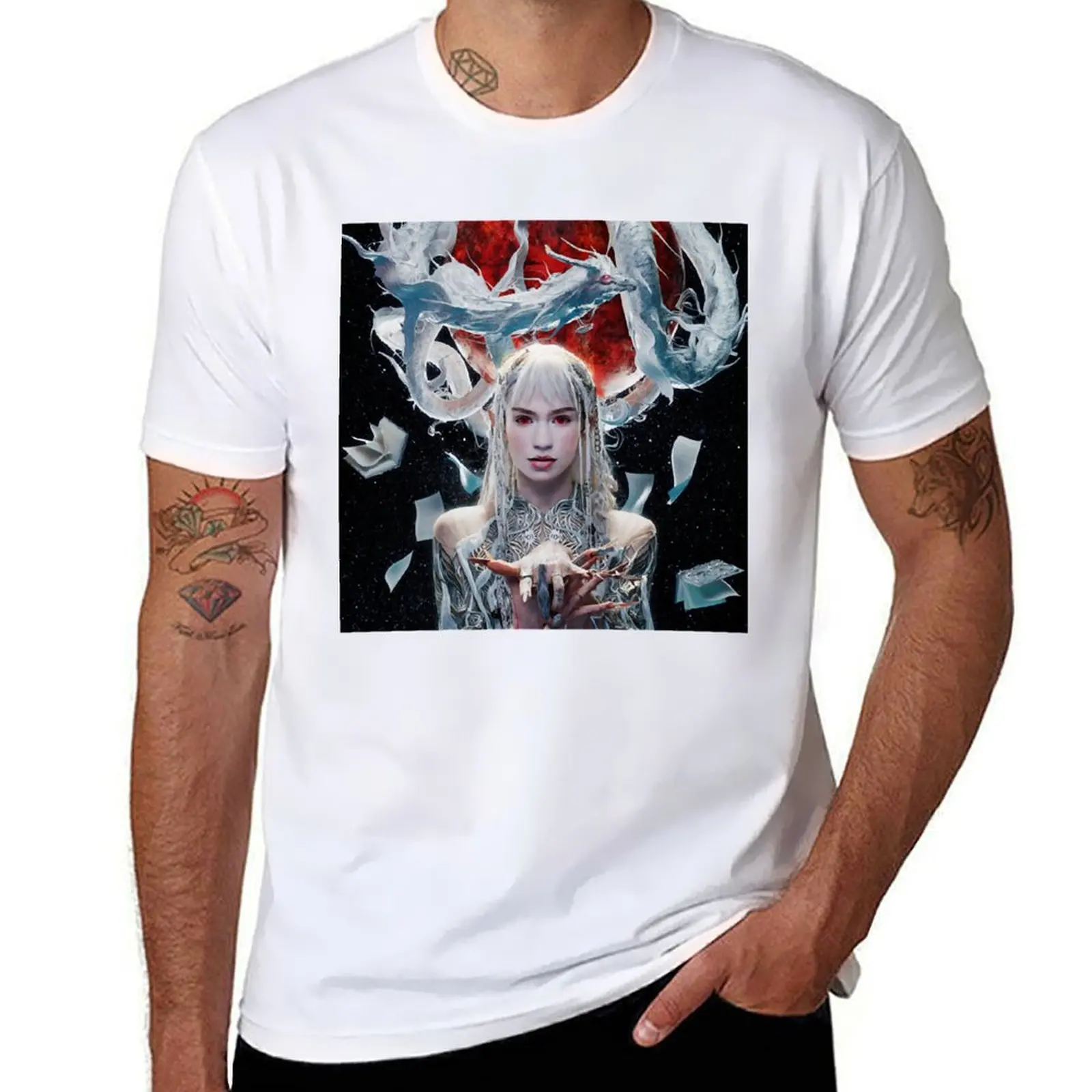 

Grimes white of dragon Player Games T-Shirt.png T-Shirt Active Sports Short Sleeve Cotton Shirt