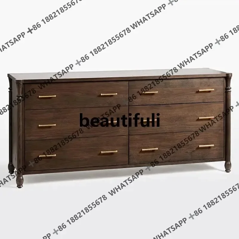 

H Французский ретро-прикроватный шкаф для спальни из цельного дерева, домашний шкафчик для гостиной, американский шкафчик