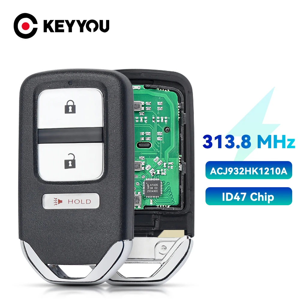 

KEYYOU Remote Key For Honda Accord Civic HR-V FIT CR-V CR-Z 2013 72147-T2A-A01/A02/A11/A2 ACJ932HK1210A 313.8/315MHz ID47 Chip