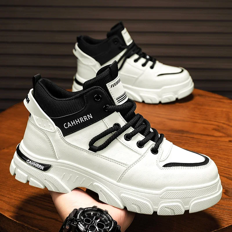 Ankle Boots for Men High Top Anti Slip Outsole Man Skateboarding Shoe Autumn Trainer Men's Casual Shoes Fashion Sneakers Comfort image 4