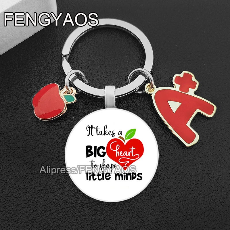 It Takes Big Heart To Shape The Little Hearts Keychains for Teacher Gifts for Teacher's Day Key Holder for Professors