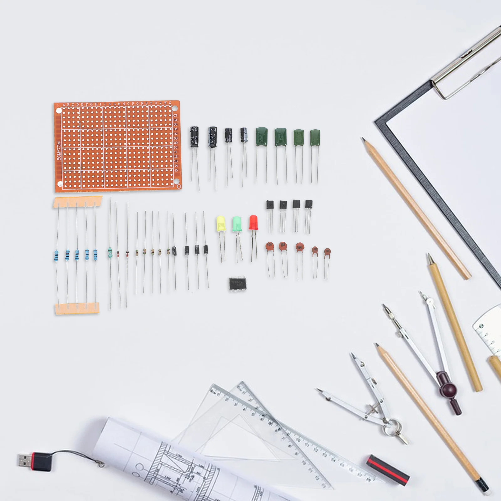 Soldering Practice Kit Beginner Electronics Learning Set Interactive Breadboard Cable Assembly Electronics Component Fun Kit