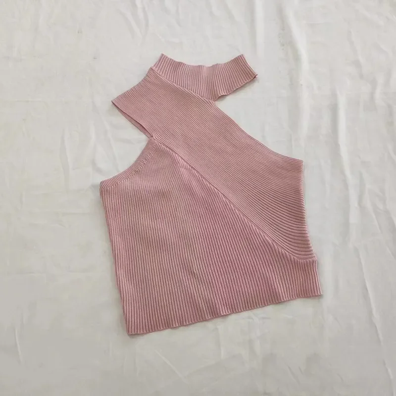 Top corto da donna con scollo a lupetto lavorato a maglia canotte Sexy Slim solide top Streetwear tinta unita per le donne 2024 primavera estate