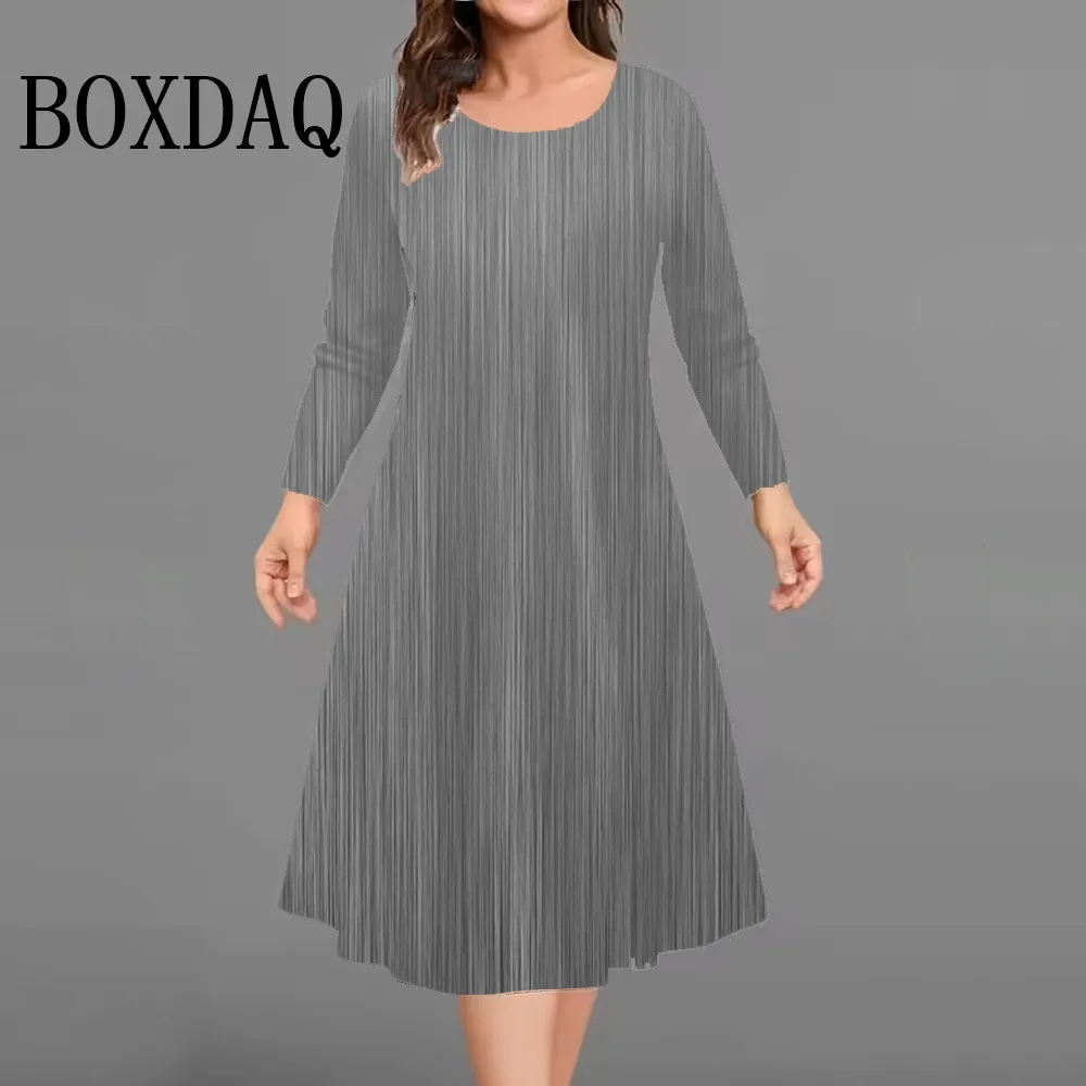 Fashion Women'S Dresses Autumn Winter Long Sleeve Loose A-Line Dress Casual Street Tie Dye Gradient 3D Print Dress Plus Size 9XL