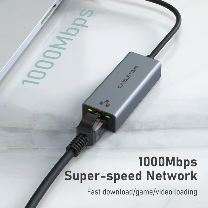 CABLETIME USB Ethernet-адаптер 100/1000 Мбит/с USB 3.0 RJ45 Сетевая карта для Nintendo Switch Macbook Интернет-адаптер для ноутбука