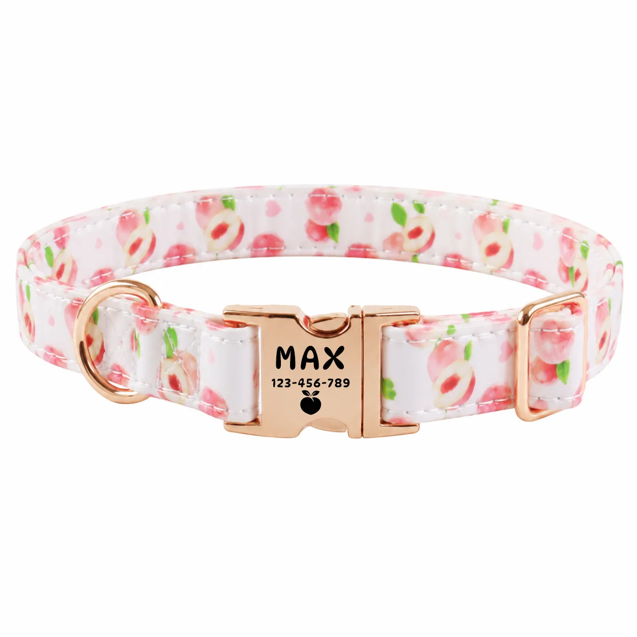 Individuell bedrucktes Haustierhalsband mit Fruchtmotiven, verstellbares Halsband mit passenden Fruchtvektormustern, geeignet für mittelgroße und kleine Hunde und Katzen. – Detail 7