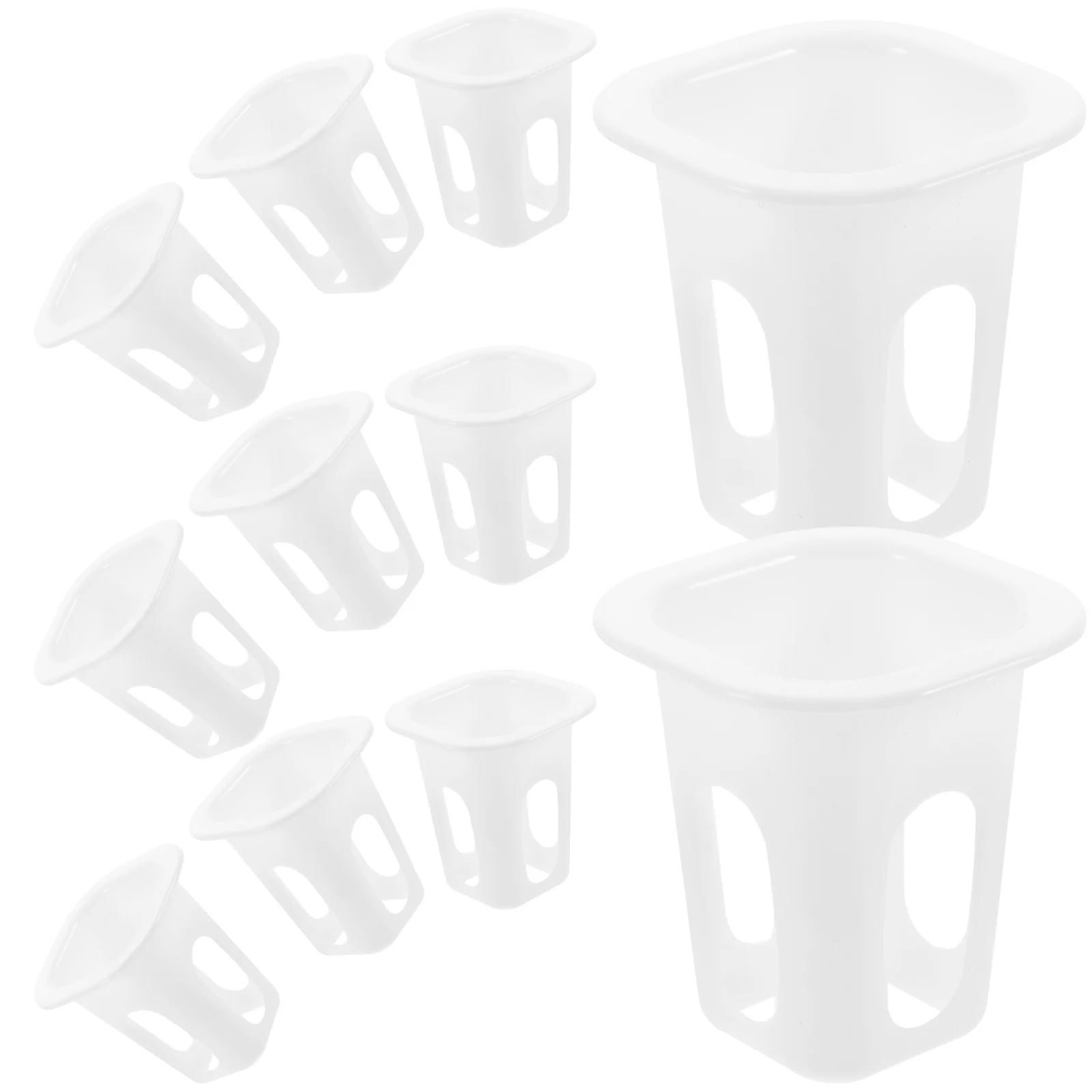 50 個の耐久性のある水耕栽培バスケット、蘭、トマト、ピーマン用の正方形の容器、白い無土壌栽培ポット