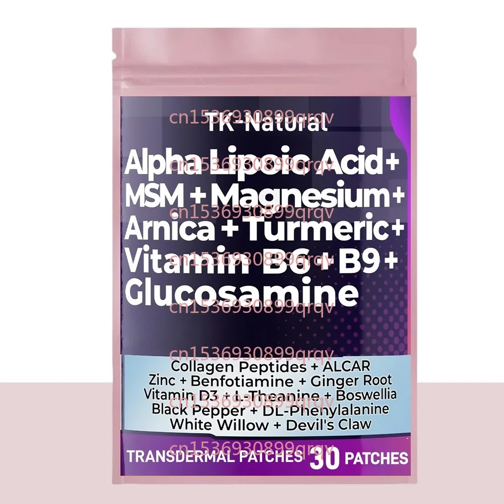 30-pleisters Zenuwgezondheid Ondersteuning Transdermale pleisters met foliumzuur, erwt, glucosamine, MSM, vitamine B-complex, alpha-lipozuur