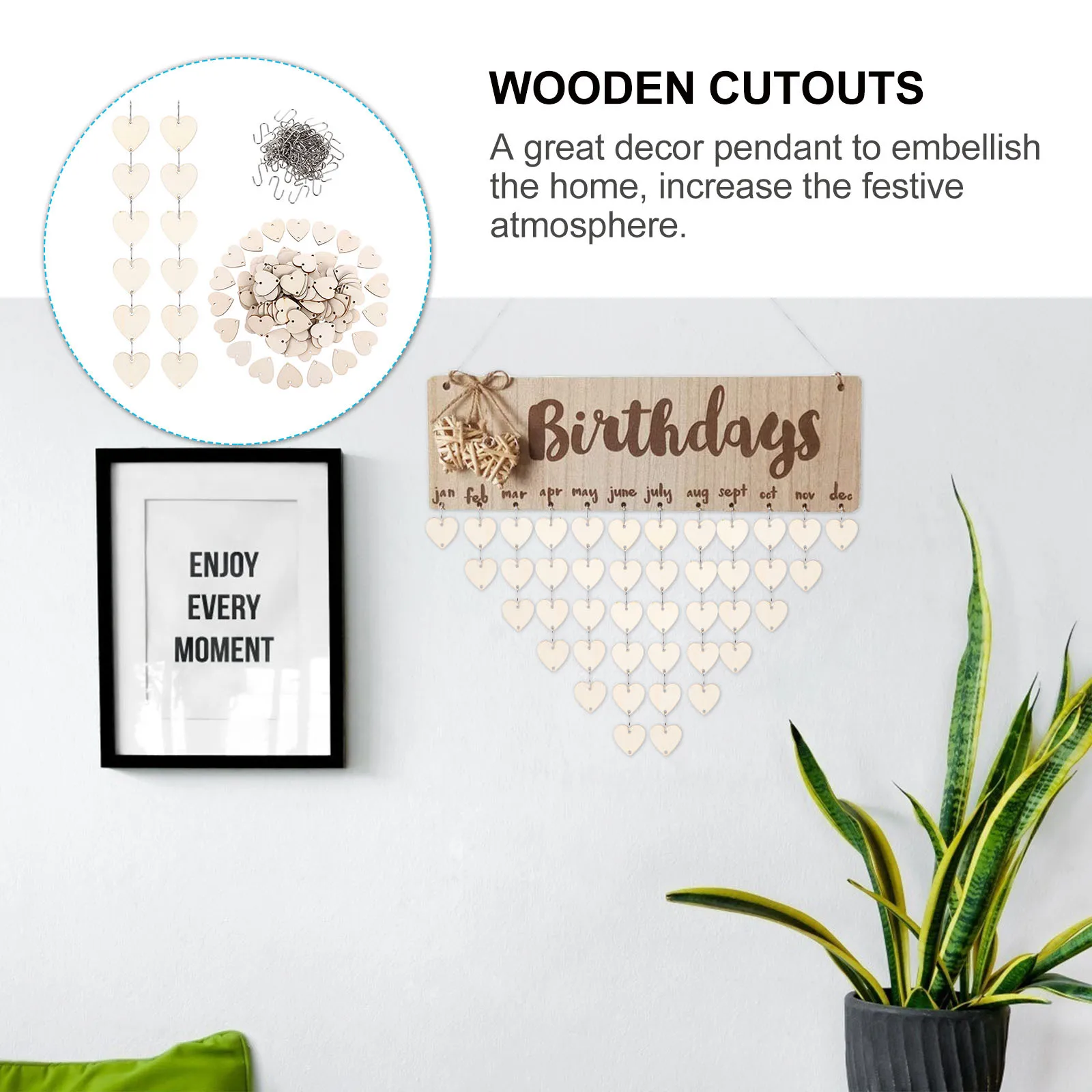 

1Set Wooden Cutouts Wood Slices Pendant Decor Home Hanging Adornment DIY Craft Festival Decoration Gift Idea Wooden Cutouts