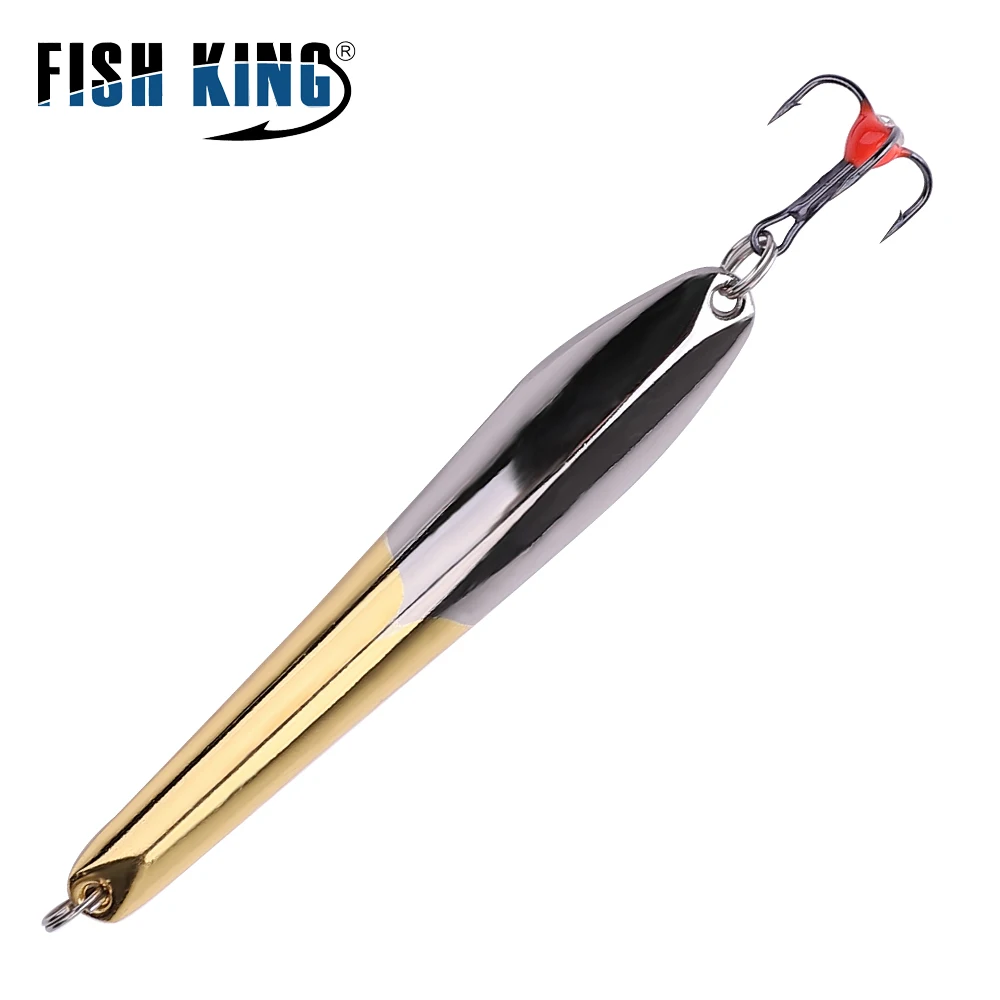 

FISH KING Winter Ice Fishing Lure 10g 20g 25g Vertical Jigs Metal Spoonbait Hard Lure with Treble Hook for fishing of and pike