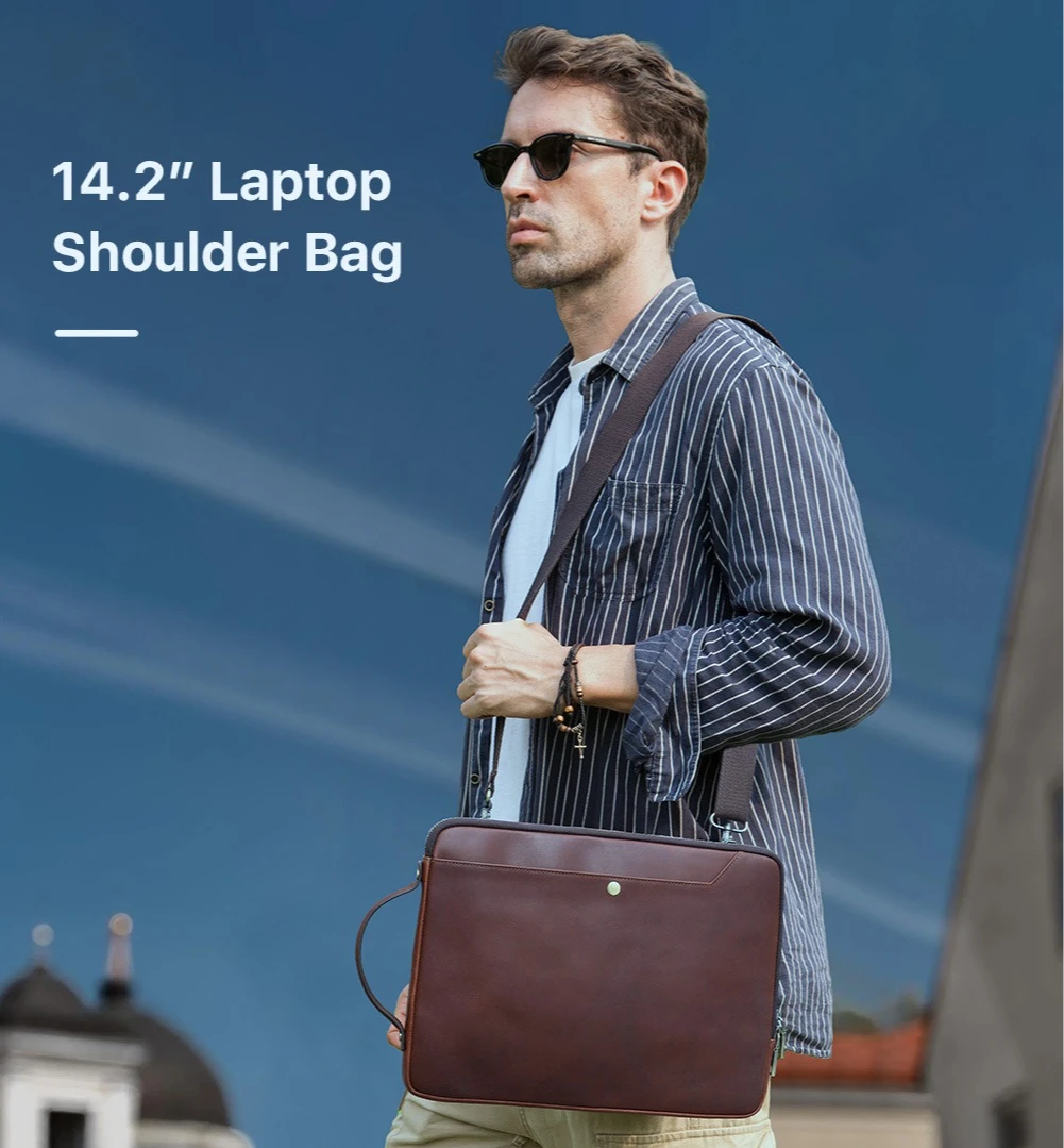 

Кожаная кожаная большая емкость для хранения компьютера, многофункциональная тонкая сумка через плечо, ручной диагональный перекрестный деловой портфель