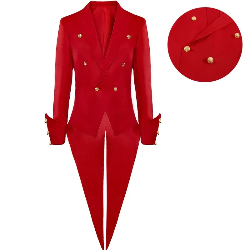 

European And American Court Prince Medieval Red Tuxedo