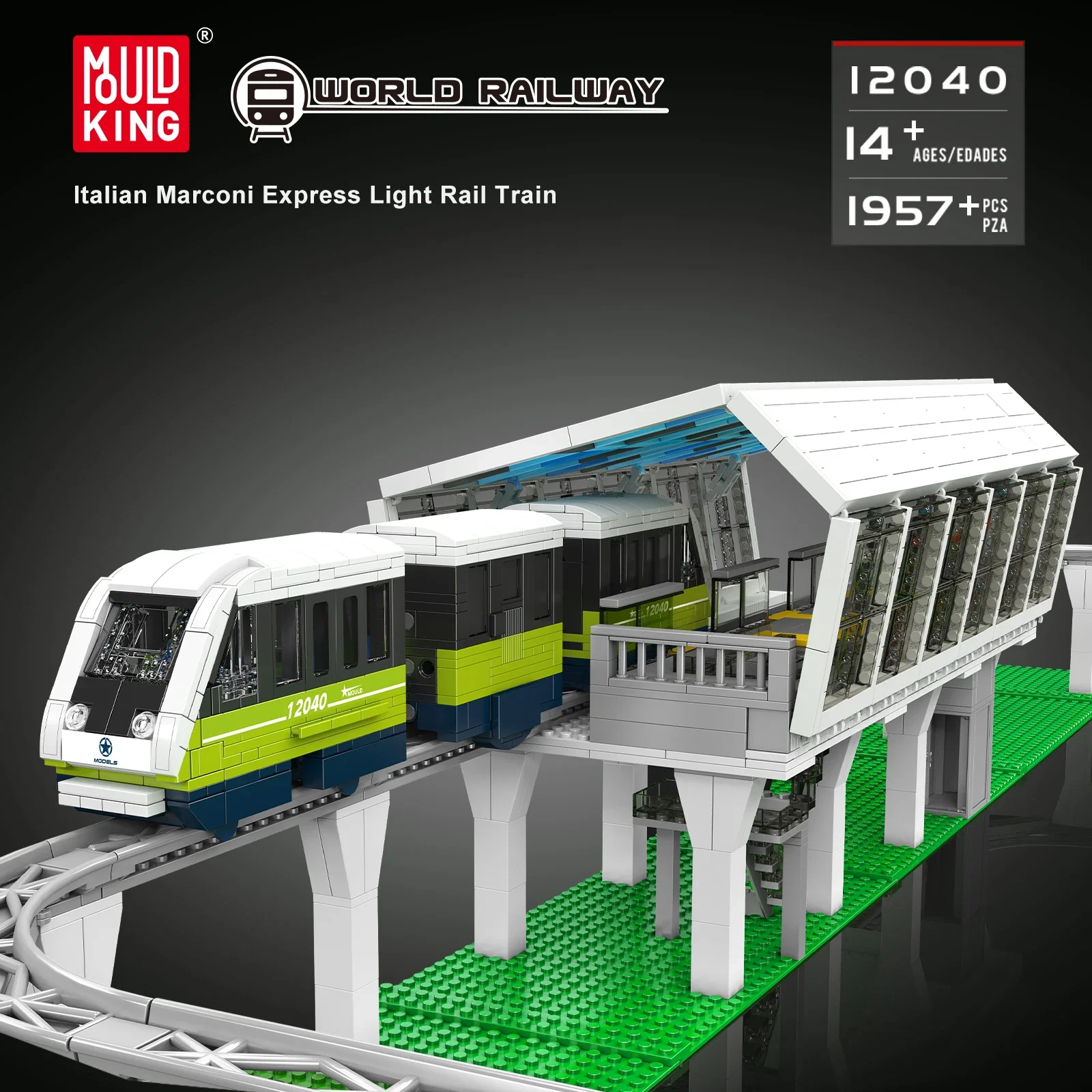 

Mould King 12040 Railway Model Building Blocks Italian Marconi Express Light Rail Train APP Remote Control Teen Adult Toy Gifts