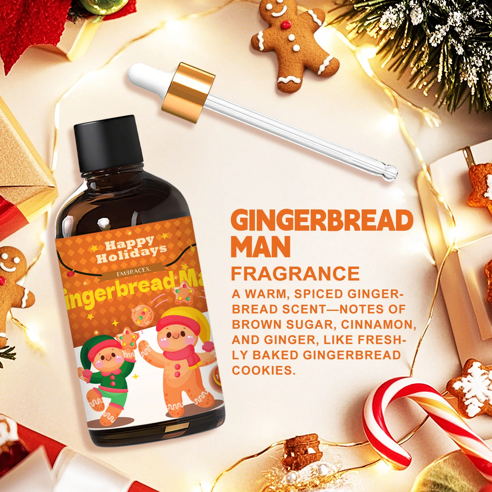 100ml Gingerbread Man Fragrance Oil Skincare Body Massage Oil Moisturizing Personal Care Products Christmas Gift For Friends