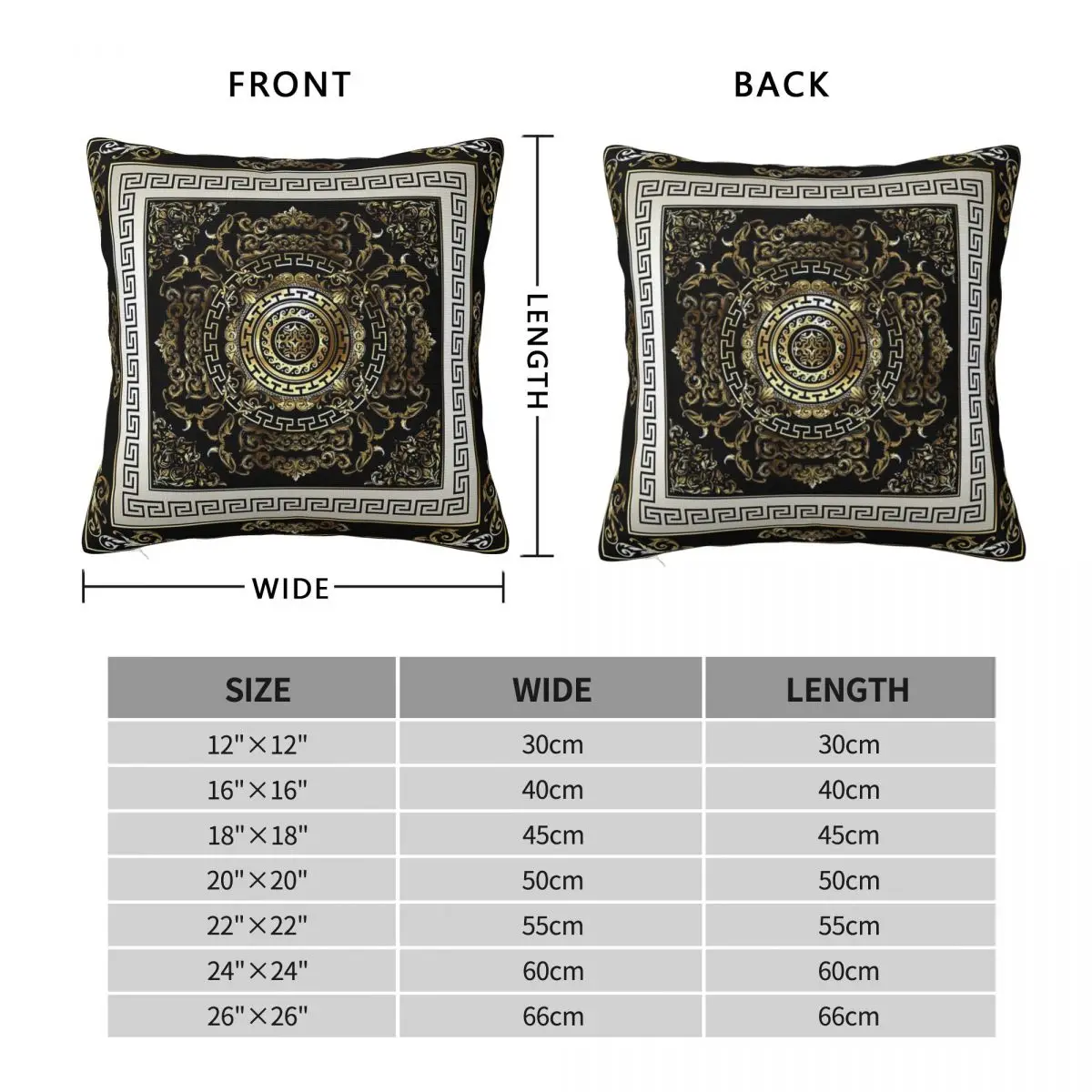 Ornate Baroque Filigree Black Square Pillowcase Polyester Linen Velvet Pattern Decor Throw Pillow Case Home Cover Wholesale 18