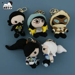 Handmade Crochet Stuffed Key Chain kawaii Knitted Cartoon Warrior Characters Doll Key Ring Pendant for Boys Schoolbag Keychain