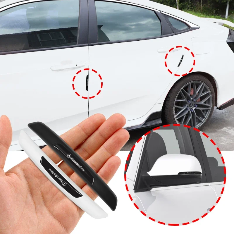 4Pcs Rubber Anti Collision Strip Car Door Rearview Mirror Protector Stickers For Mercedes Benz AMG GLC GLE W204 W205 W211 W212