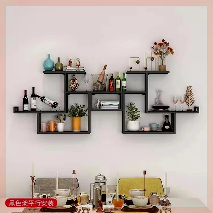 Nordic wrought iron red wine rack wall rack wall-mounted decoration creative dining room living room display wine cabinet wine g