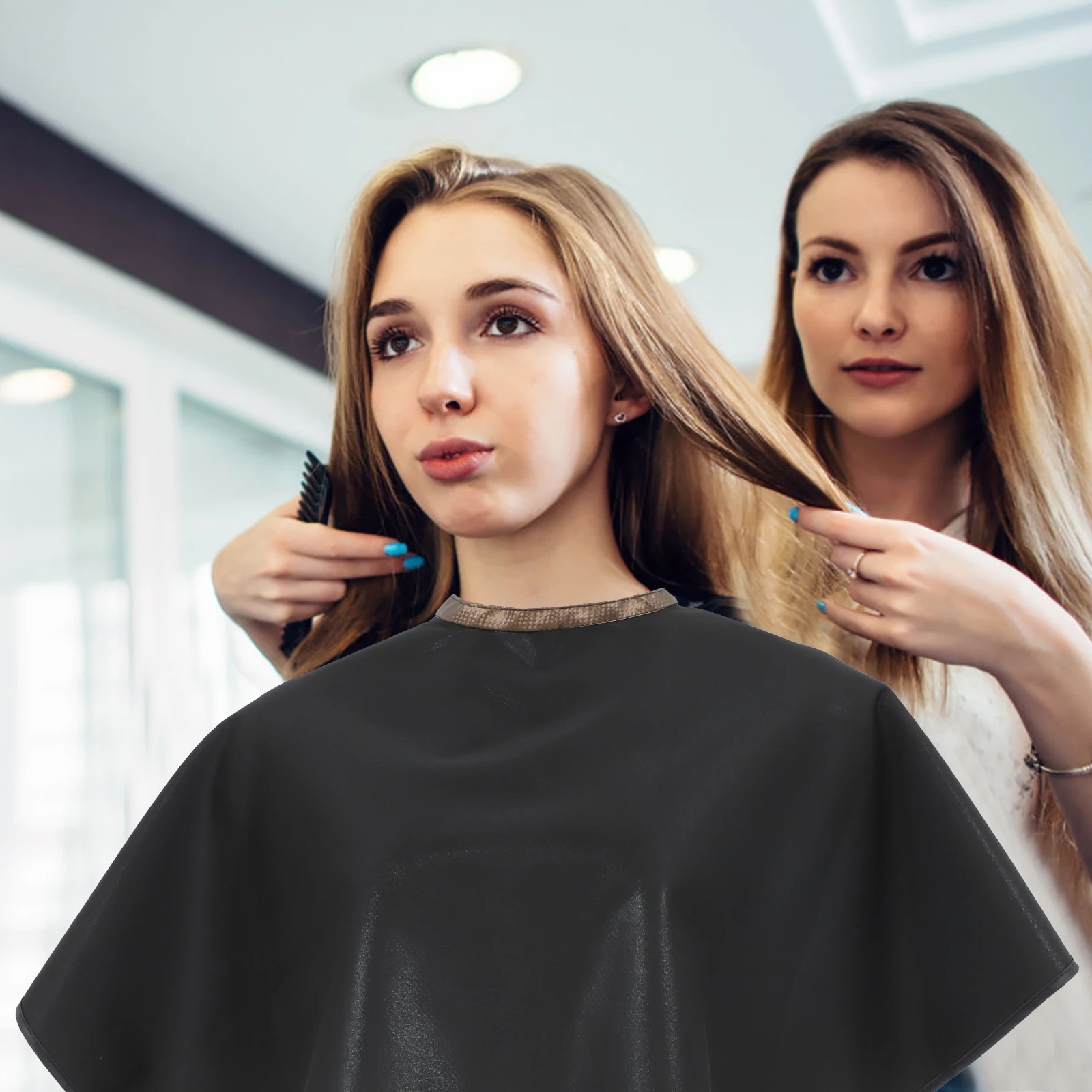 

1pc Hairdressing Waterproof Cape Soft Durable Apron For Haircut Dyeing Perm Unisex Adjustable Neck Home Salon Use Blue