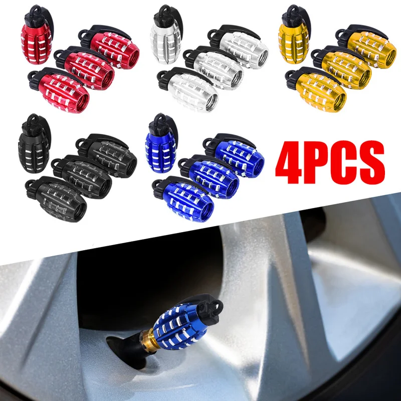 Grenade Aluminum Alloy Valve Cap Grenade Shape Beautiful Unique Design  Oxidation Resistant Automotive Accessories