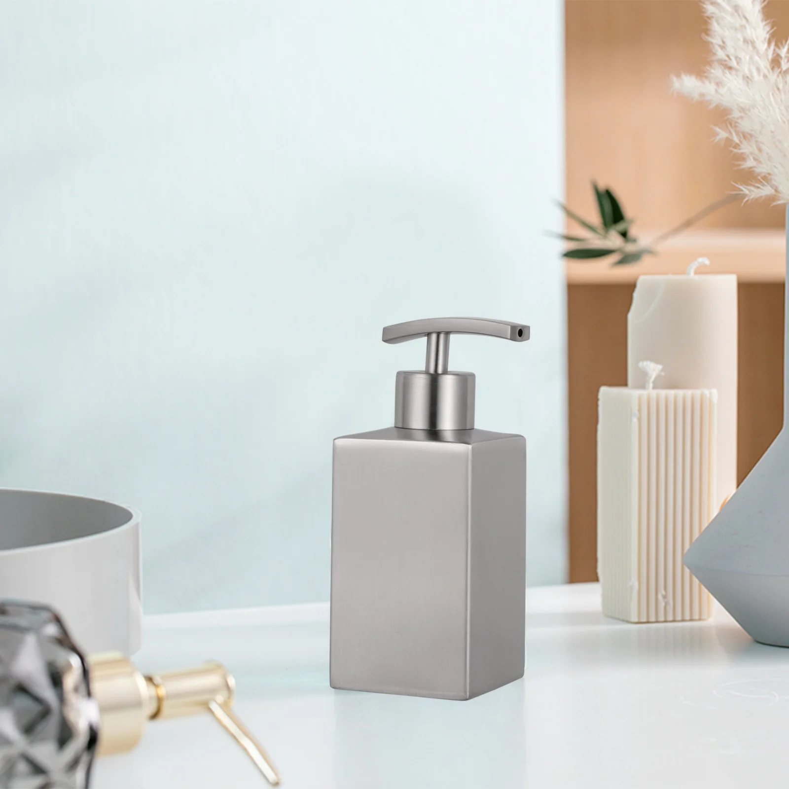 Squeeze Lotion Bottle Countertop Soap Dispenser Shampoo Stainless Bath Liquid Shower Gel Shampoo Detergent Soap Dispenser