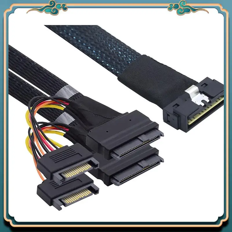(신규)-듀얼 SFF-8639 U.2 Nvme SSD 고속 데이터 케이블, PCI-E 슬림라인 SAS SFF-8654 8I, SATA 전원 1M 포함