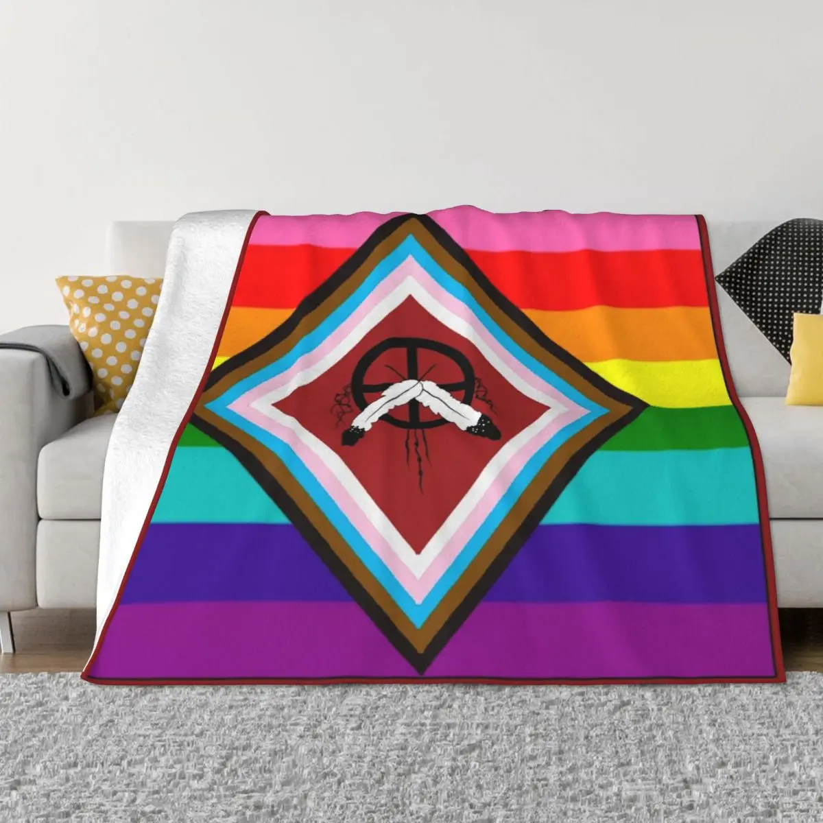 

Two Spirit LGBTQ2A+ Pride Flag Throw Blanket Beautiful Blankets Luxury Throw Blanket