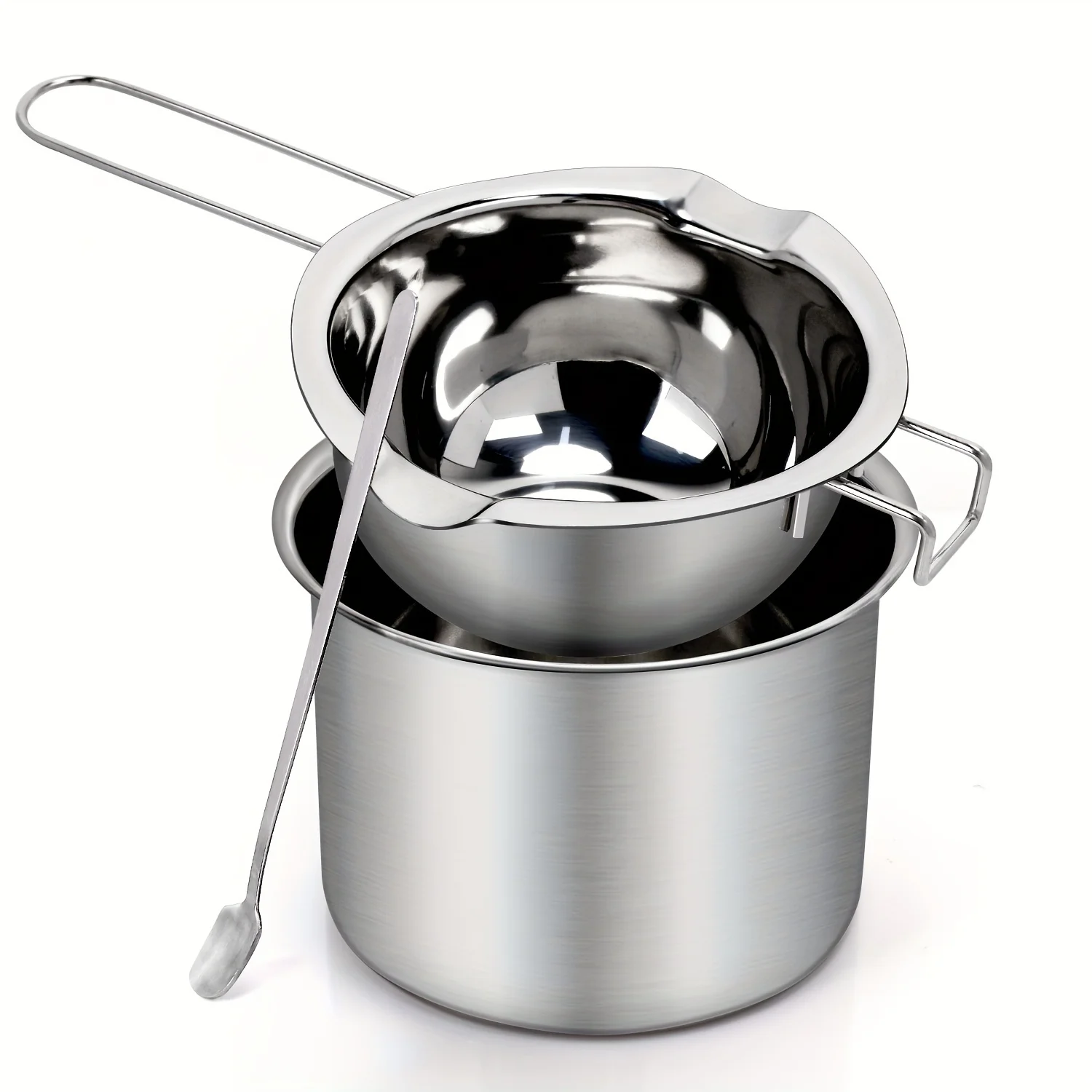 3-teiliges Edelstahl-Schmelztopf-Set, ein vielseitiges Schmelztopf-Werkzeugset, geeignet für die Herstellung von handgefertigten Kerzen und für die Küche.