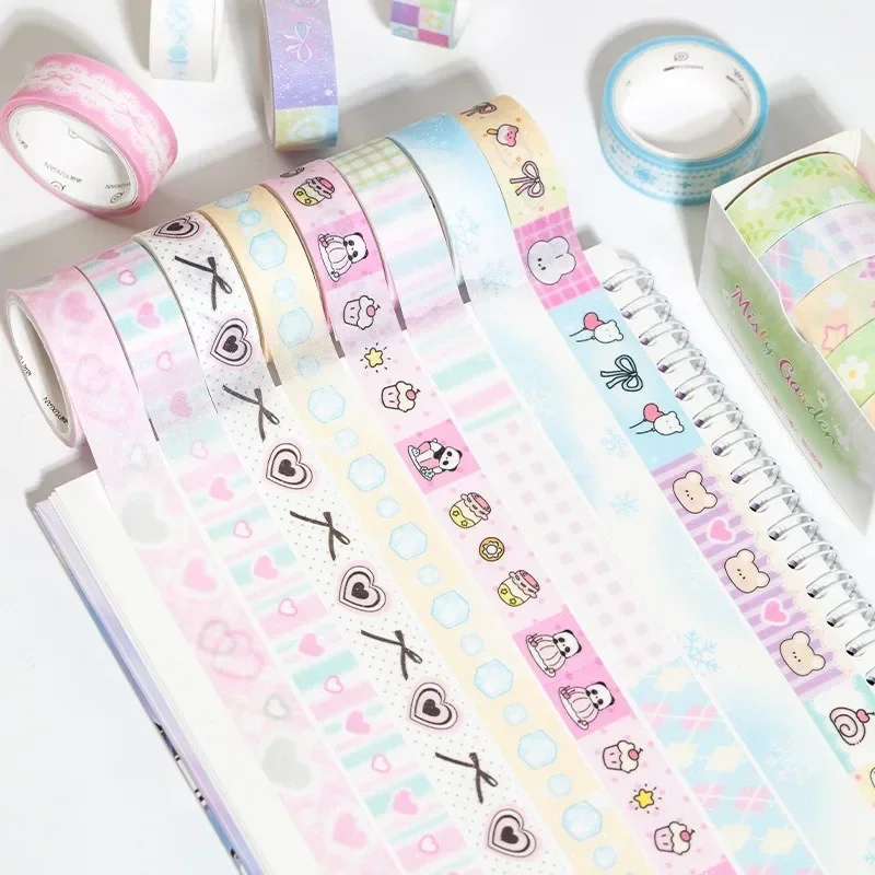 5Rolls/Set Korean Fine Flash Washi Tape Set Dream Selling Galaxy Cute Girl Sticker Handbook DIY Material Loop Stickers