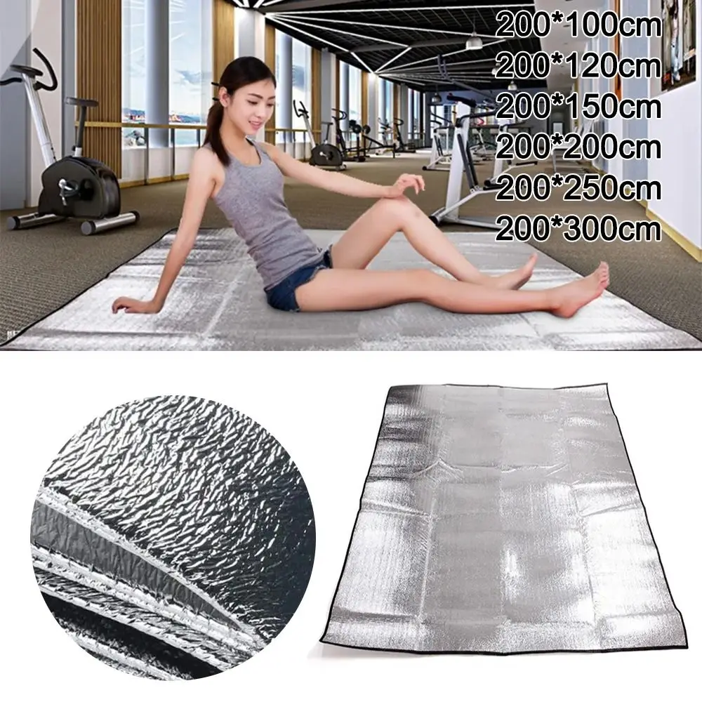 Camping Mat Foam Foil Blanket Aluminum Insulation Foam Foil Mat Sleeping Pad Thermal Outdoor Tent Footprint Reflecting Heat