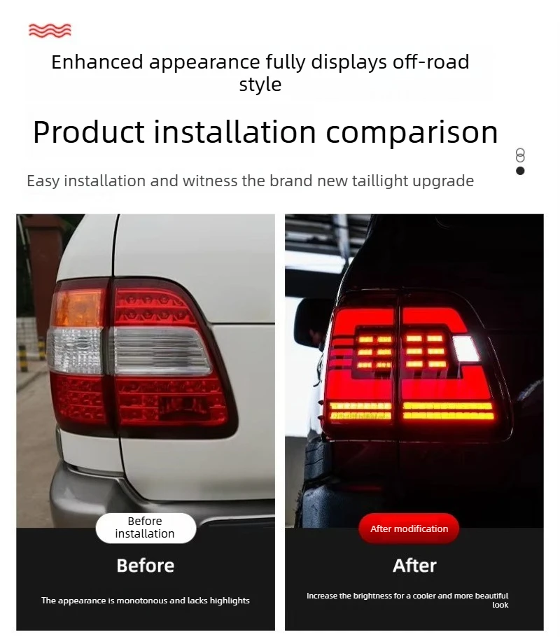 For Toyota Land Cruiser LC100 Lexus LX470 1998-2007 Upgrade LED Car Taillights Assembly Dynamic Turn Signal Accessories