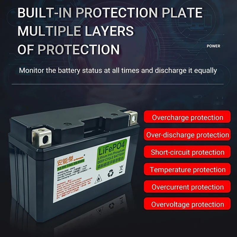 بطارية دراجة نارية 12 فولت 7AH 9AH LiFePO4 مدمجة في BMS بطارية ليثيوم فوسفات الحديد لبطارية قابلة لإعادة الشحن على الجليد ATV UTV #4