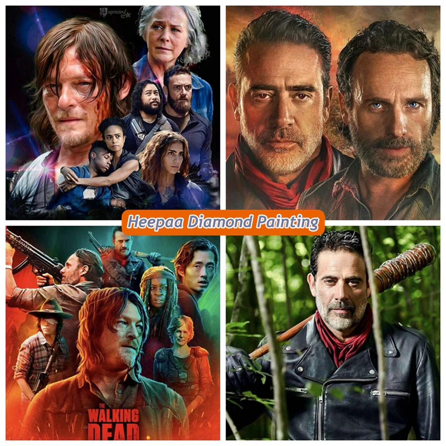 المشي الميت التلفزيون مواسم 5d الماس اللوحة أطقم داريل روك نيجان كارل لوري صورة عبر غرزة فسيفساء ديكور