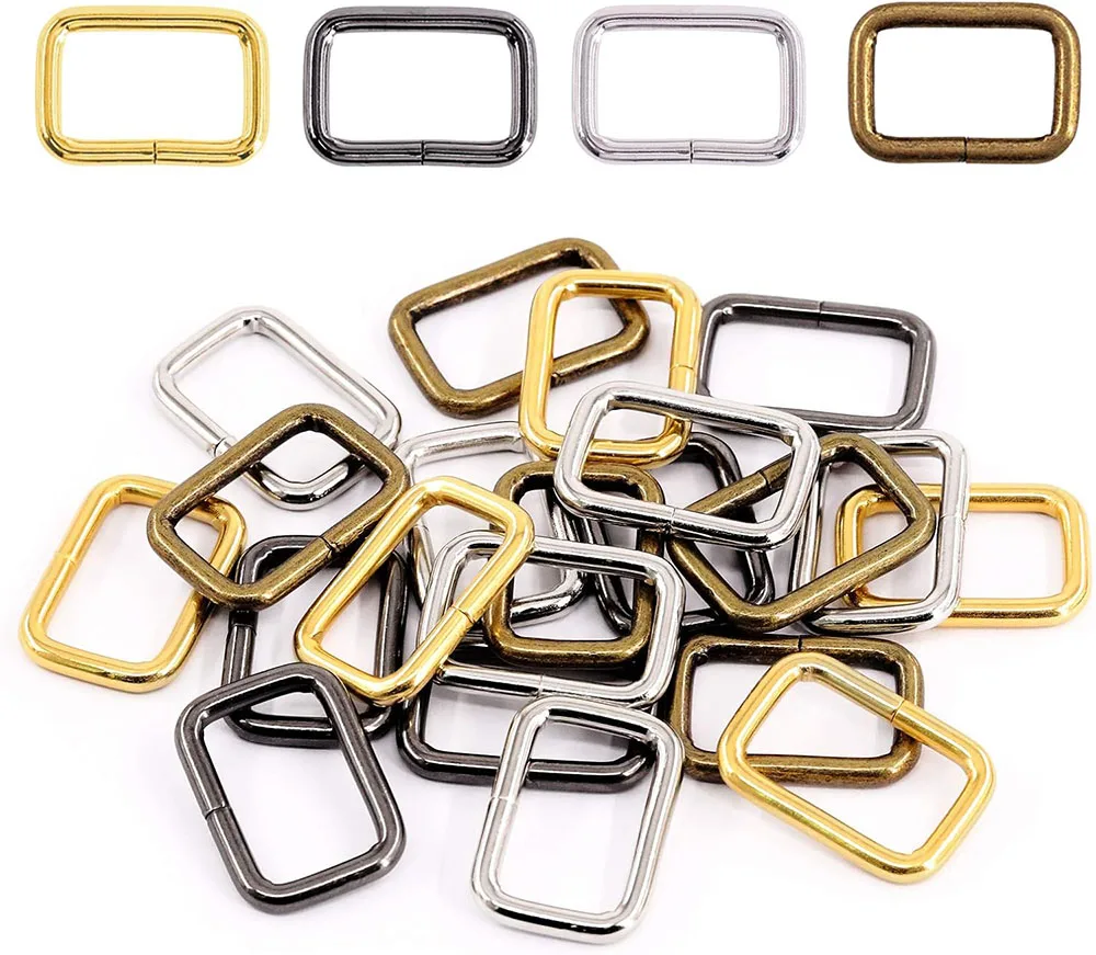 10pcs Metal Wire Formed Rectangle Ring Adjustable Belt Buckle D Ring Loops for Backpacks Strap Cat Dog Collar DIY Accessories