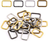 10pcs Metal Wire Formed Rectangle Ring Adjustable Belt Buckle D Ring Loops for Backpacks Strap Cat Dog Collar DIY Accessories