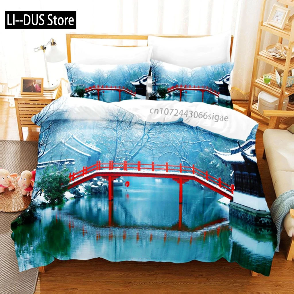 Snow Scene Bedding Set Duvet Cover Sets 3d Bedding Digital Printing Queen Size Bedding Set Fashion Design 3