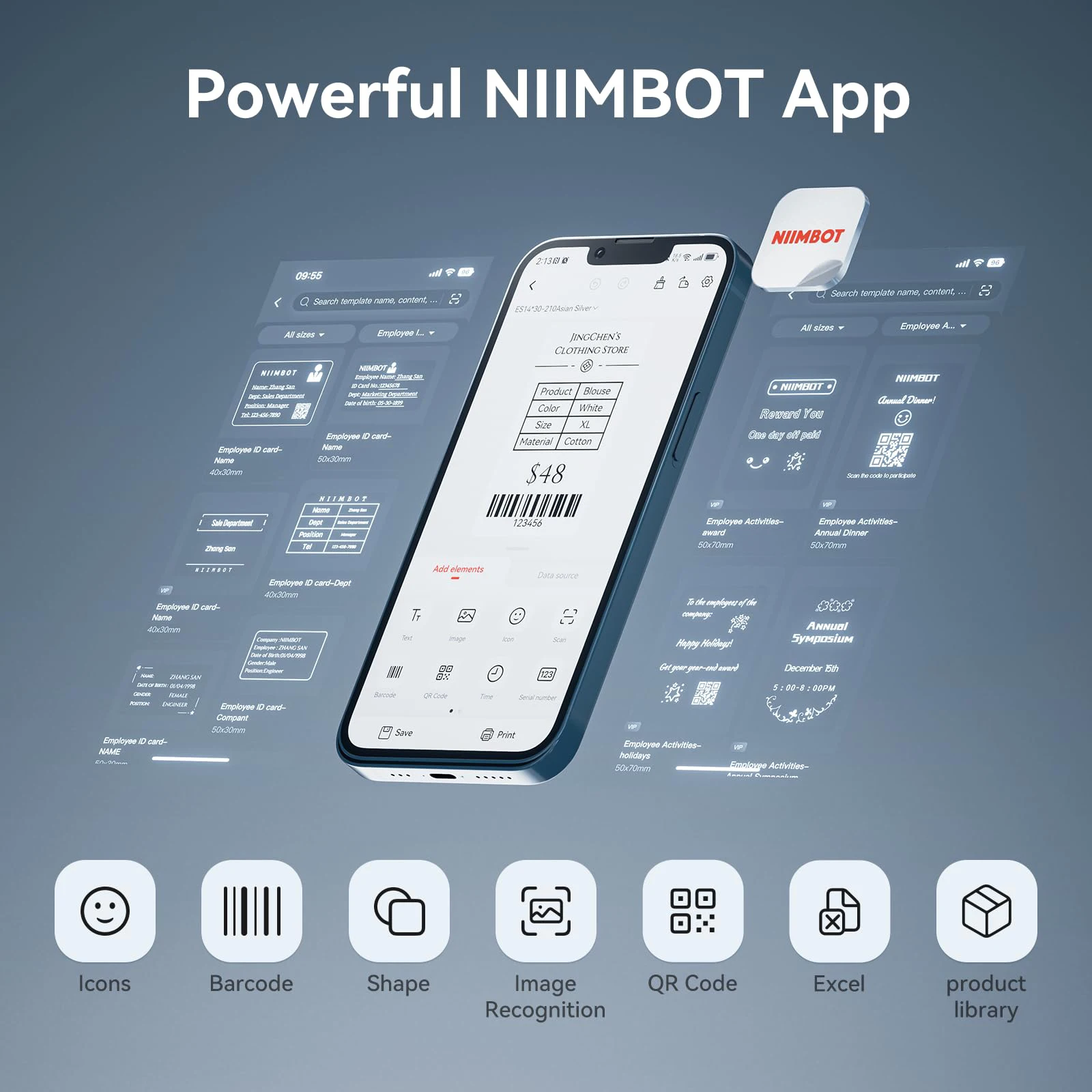 Niimbot K3 Desktop Label Printer Bluetooth Wireless Wifi USB 80mm Thermal Maker Shipping Barcode White Sticker Labeling Machine