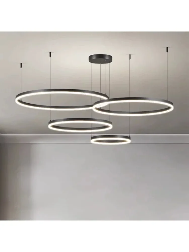 Moderne Gold Schwarz Rahmen Ringe Decke Kronleuchter für Wohnzimmer Esszimmer Led Kronleuchter Hängen Lampe Zimmer Dekor
