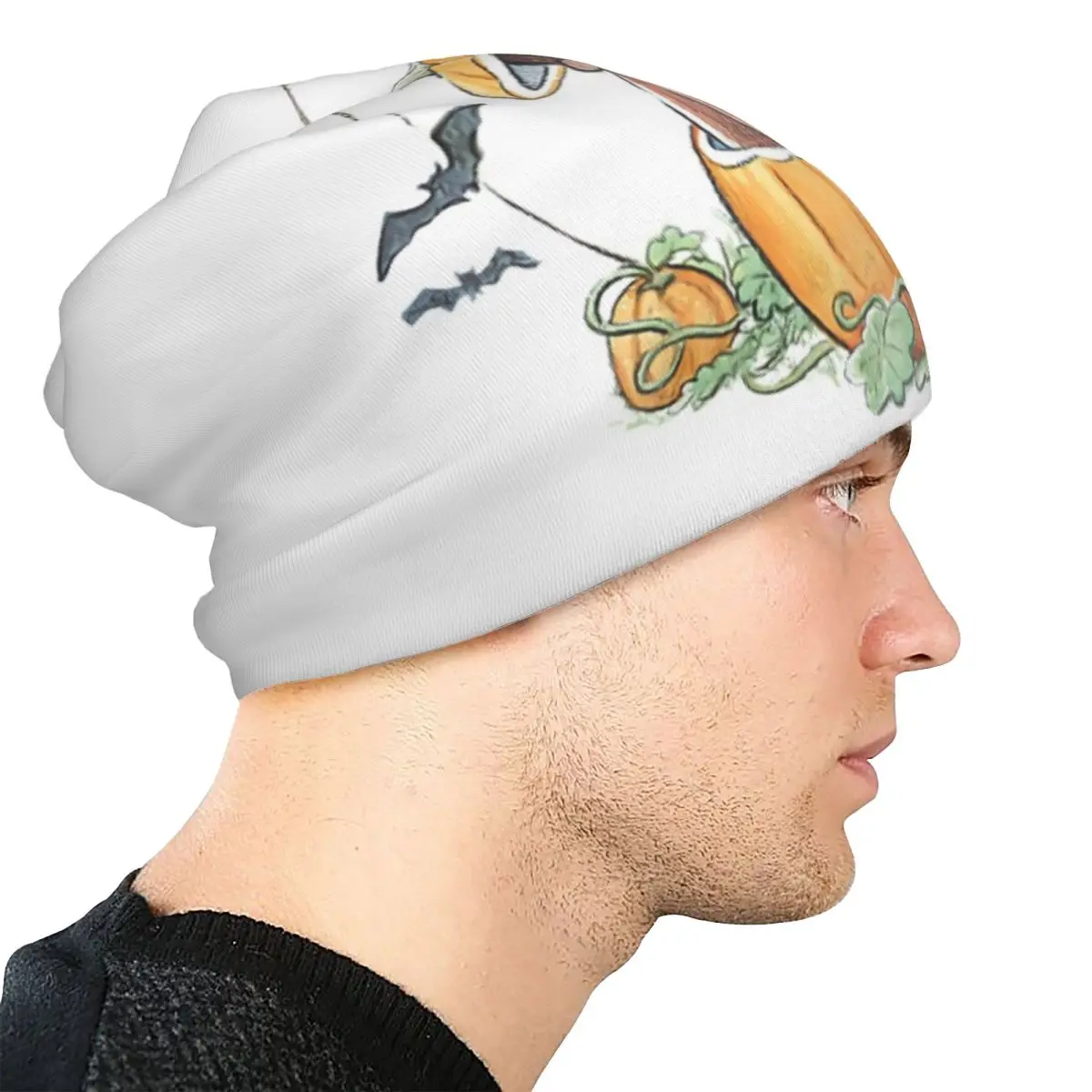 اليقطين هالوين لطيف القرد الكرتون قبعات غريبة جورج الكبار تزلج Skullies قبعة صغيرة الربيع الدافئة ذات الاستخدام المزدوج بونيه القبعات #4